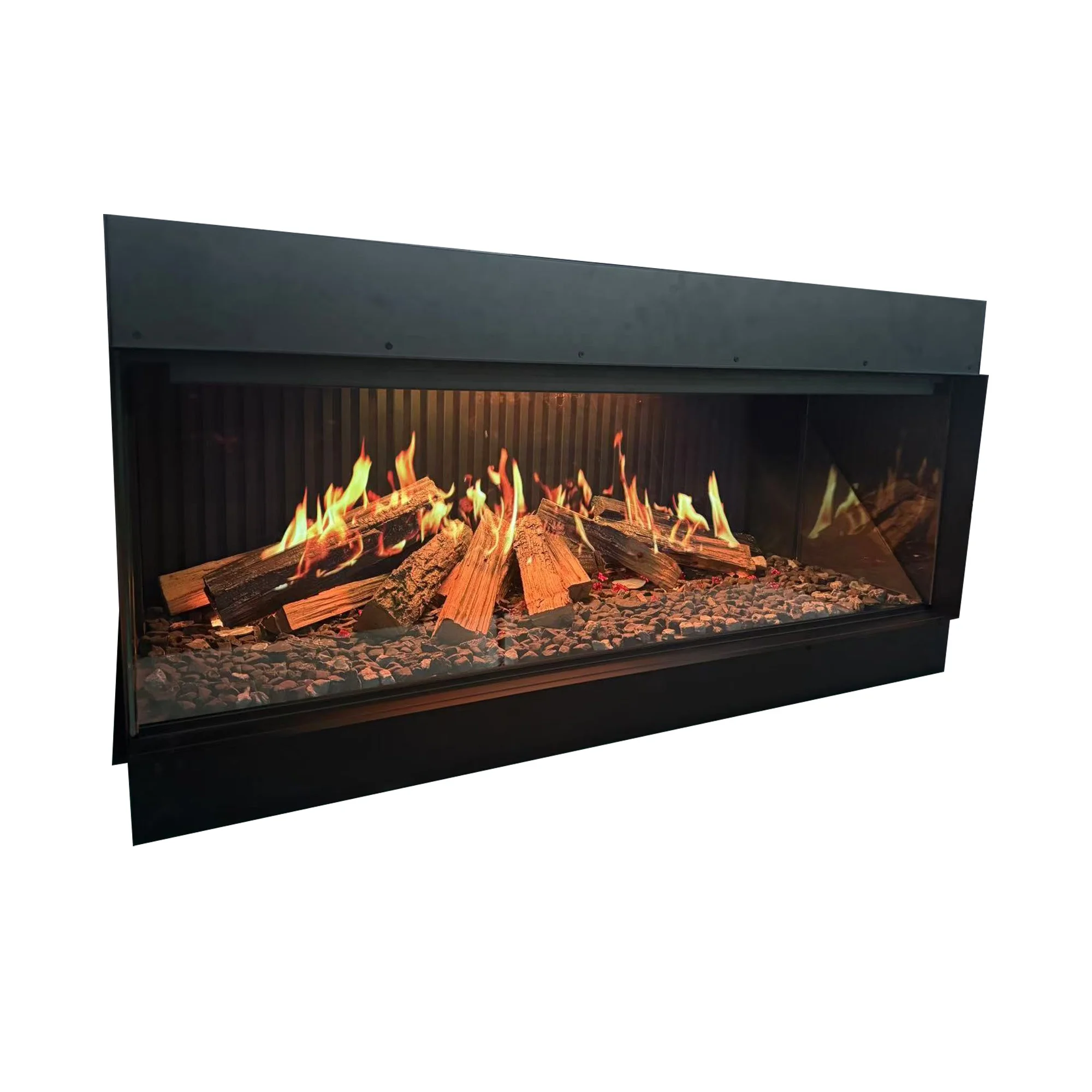 Electric Fireplace Insert, 37 Inch/98.2cm Metal Holographic Fireplace, 1500W LCD Display Fireplace, Built-In Electric Heater