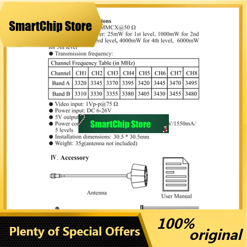 SmCp3.3G 6W VTX 6000Mw 16CH FPV Video Transmitter Wireless Transmitter Module For Long Range FPV Racing Drone Frame RC Cars