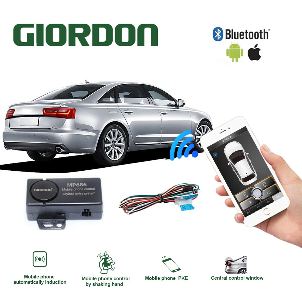 Car Universal APP Smart Key PKE Car Alarm System With Remote central locking Start Stop Push Button Passive Keyless Entry