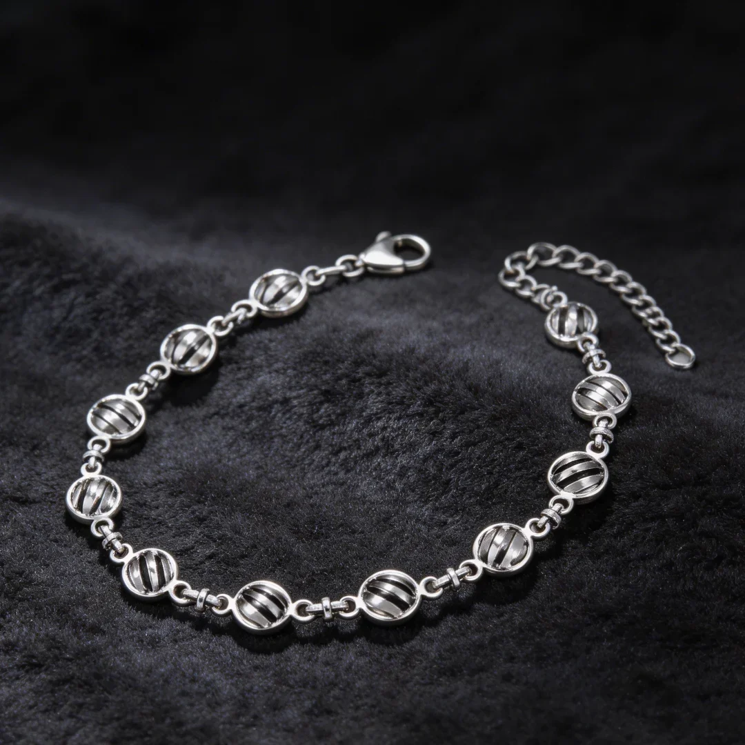 Popular Brands Fine Hollow ball 925 sterling Silver Chain Bracelets for Men Charm Women Wedding Party Gifts 18+5cm Original