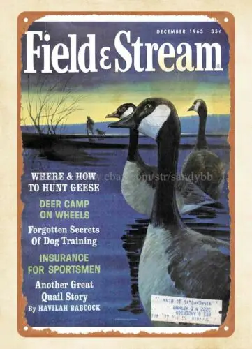 1963 Field & Stream magazine cover geese hunting metal tin sign unframed art sign