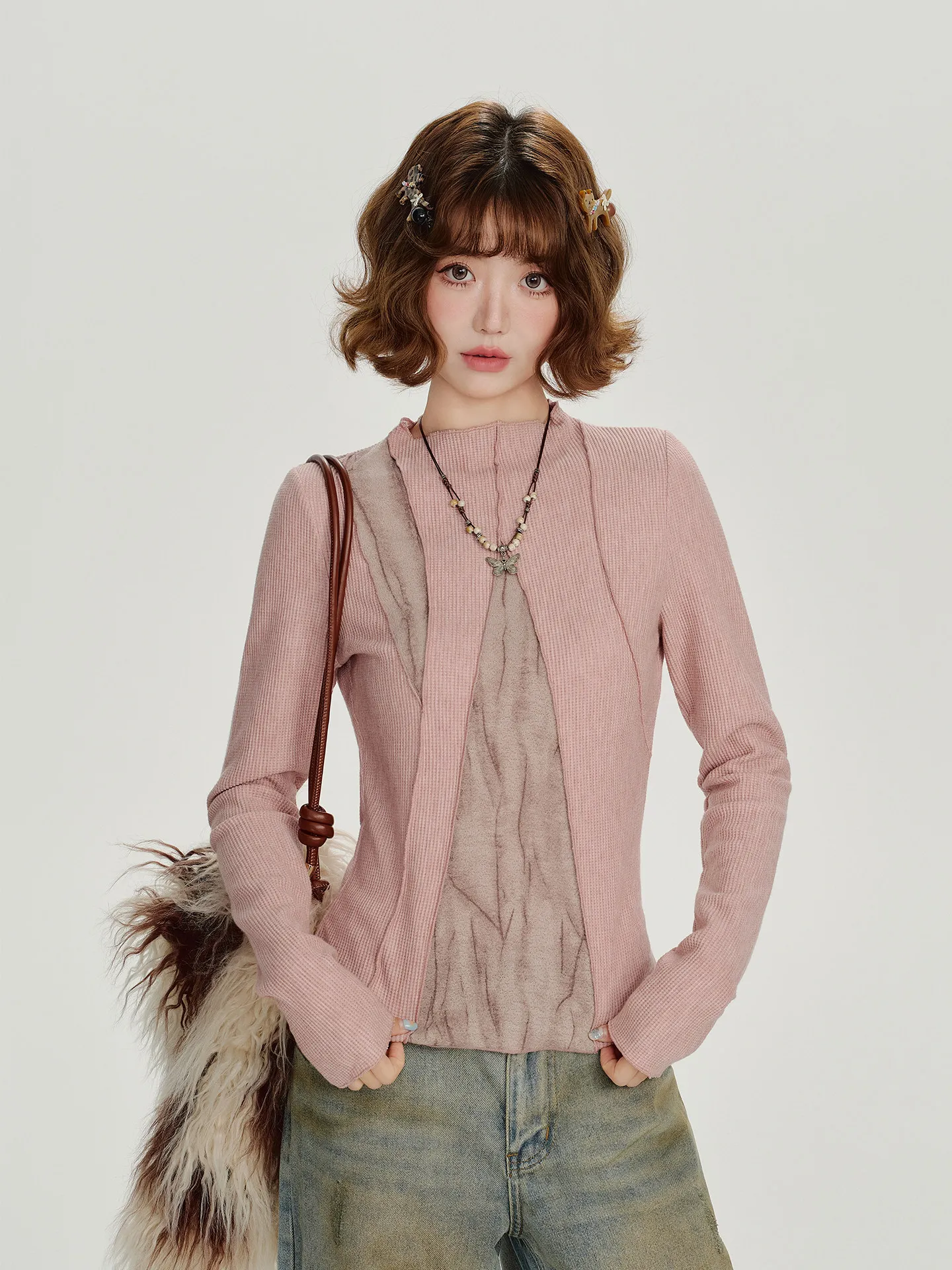 Women's Pink T-shirt Harajuku Korean Y2k Tee Top 2000s 90s Aesthetic Fashion Vintage Long Sleeves T-shirt Autumn 2026 Clothes