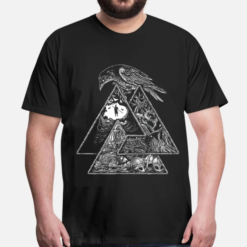 0415 Overview of the Nine Worlds Gift T-Shirt Viking Runes Norse Myths Graphic clothes 100% cotton printed Tee  All size tops