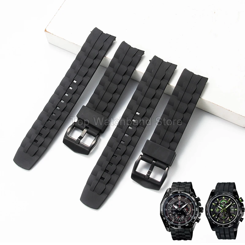 Per Casio Edifice EF-550D Cinturino Con Fibbia Ad Ago In Acciaio Solido Cinturino Per Orologio In Resina Traspirante Resistente Al Sudore Stile Sportivo Nero 22Mm-image