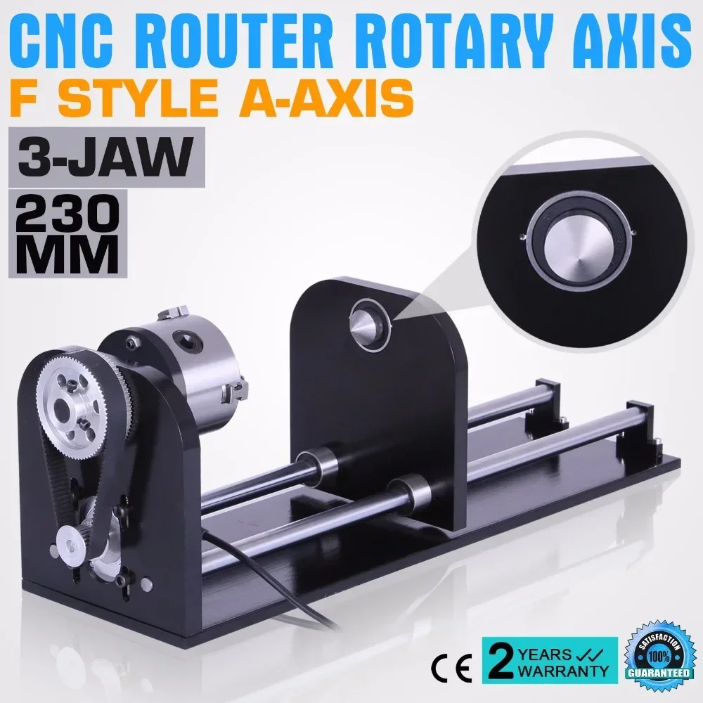 SIHAO CNC Router F-Style A-Axis Engraving Rotary Axis with 80mm 3-Jaw Scroll Chuck Wood Engraving Milling Accessories