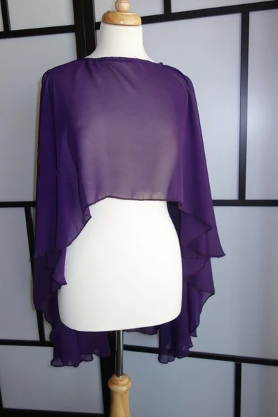 plus size Bridal Cape Shrug party Chiffon wrap purple wedding cloak Shawl bridal bolero chaquetas encaje bolero jacket