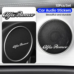 10Pcs 3D Car Audio Aluminum Sticker Car Audio Stickers For Alfa Romeo 4C 159 Spider Giulia Giulietta 156 Tonale Mito 147 8C