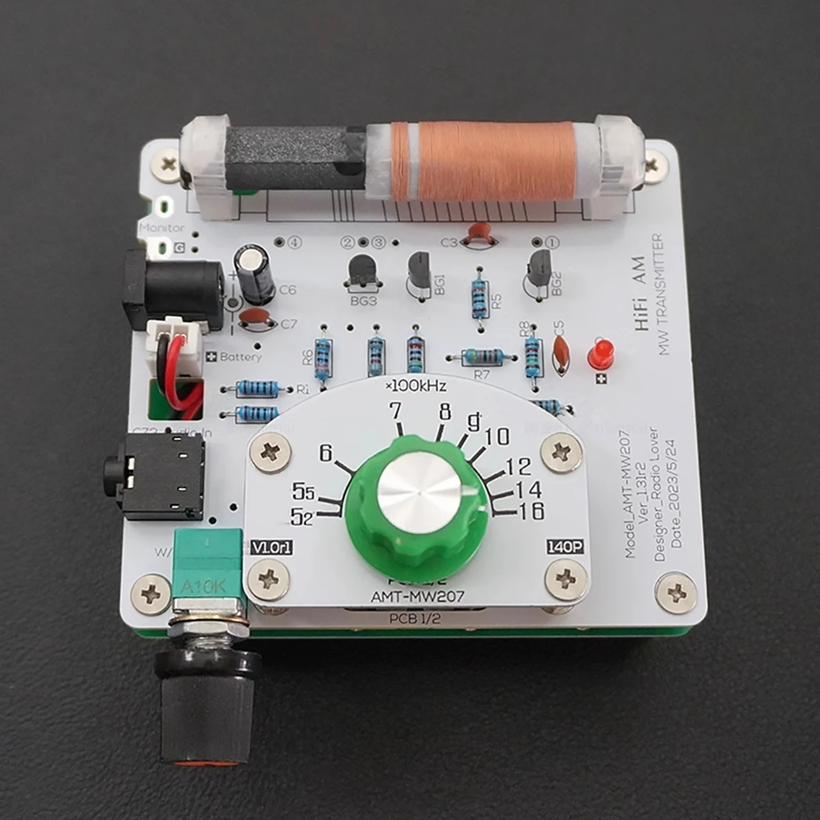 Imagem -05 - Onda Média am Rádio Transmissor com 35 Milímetros Cabo de Sinal Headphone Faça Você Mesmo Circuit Board Montado 525 a 1605khz Amt-mw207