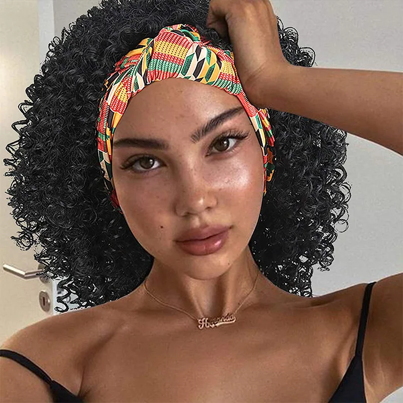 , women's synthetic , European and American short hair, headband , kinky curly wig