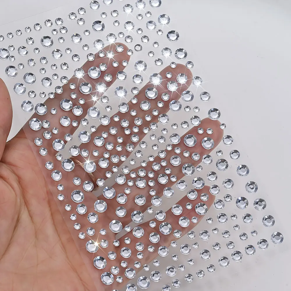 3D Bling Clear Face Gems Stick On Rhinestone Stickers 3/4/5mm Self Adhesive Face Eye Body Tattoo Decals Hair Face Makeup Decor #