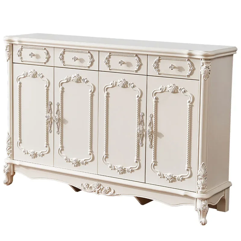 European-style shoe cabinet white engraved luxury entrance foyer cabinet assembly simple European large-capacity four-door shoe