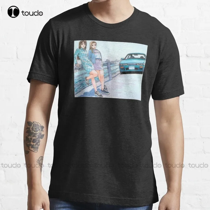 Mako & Sayuki Initial D Trending T-Shirt Black Tshirt High Quality Cute Elegant Lovely Kawaii Cartoon Sweet Cotton Tee Shirts