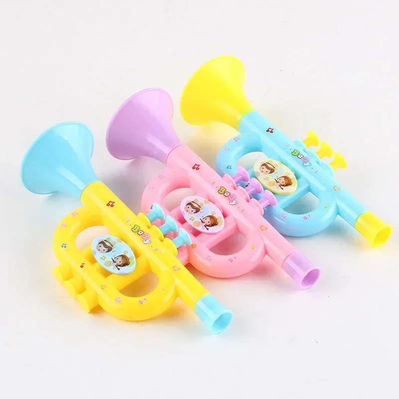 1PC Baby Musical Trumpet Toys Colorful Baby Music Toys Cartoon Plastic Playing Instruments for Kids Early Education Random Color