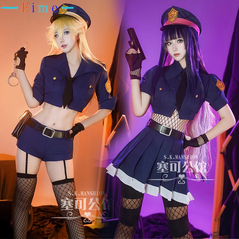 

Stocking Panty Woman Police Officer Cosplay Costume Anime Cosplay Outfit Sexy Party Suit with Hat Halloween Uniforms Custom Made