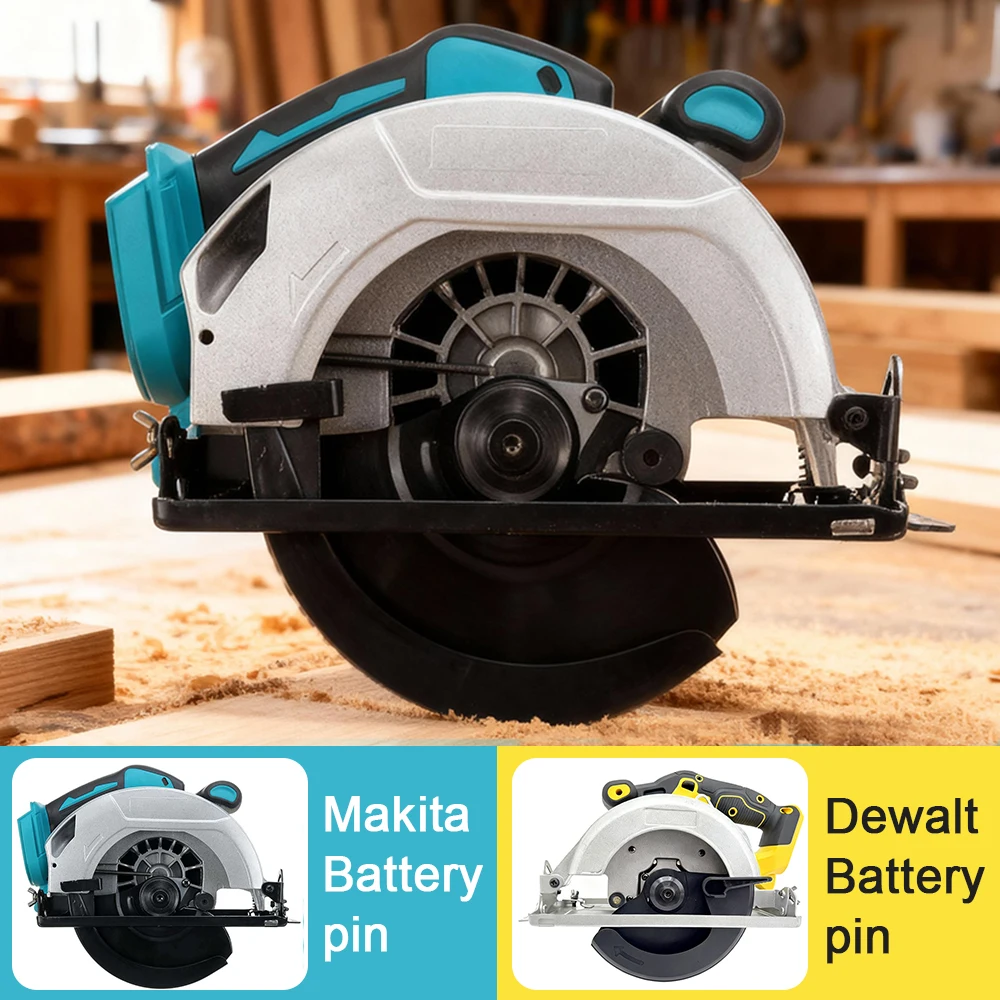 

7-inch Cordless Circular Saw Brushless Woodworking Saw 45-degree Cutting Angle Adjustment For Makita or Dewalt Battery Pin