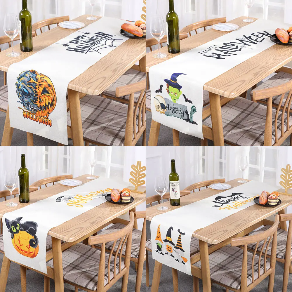 Halloween tabletop tablecloth decorations table ceremony atmosphere scene arrangement props fabric table flag