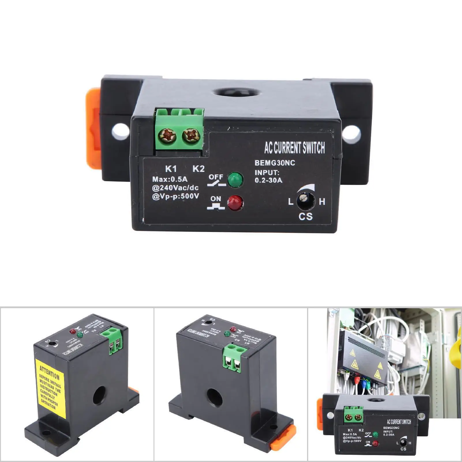 0.2-30A Adjustable Flameproof Current Sensing Switch 12-240VAC/DC Self-Powered NO/NC