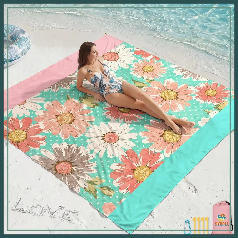 

Large Sand Free Beach Blanket, Waterproof & Sandproof, 78x81/78x110 Inches, Lightweight Picnic Mat for Travel Camping