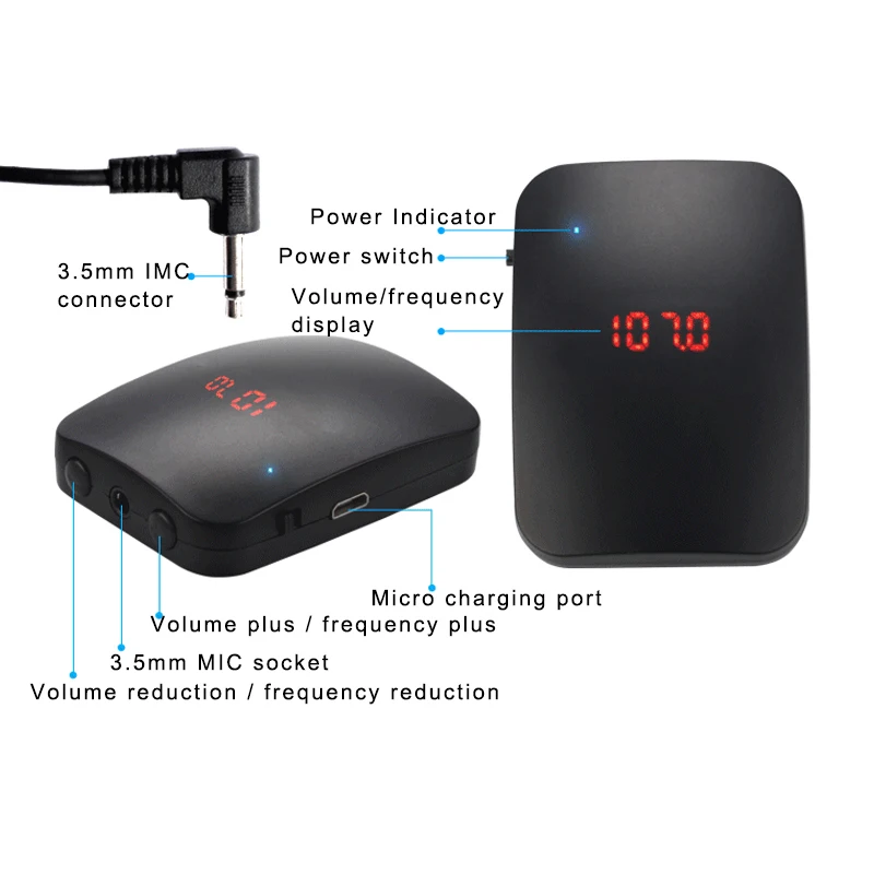 جهاز إرسال ميكروفون لاسلكي Fm مع سماعة ميكروفون و ميكروفون بميكروفون يستخدم لتوجيه جولات المعلم ميكروفون لاسلكي Fm