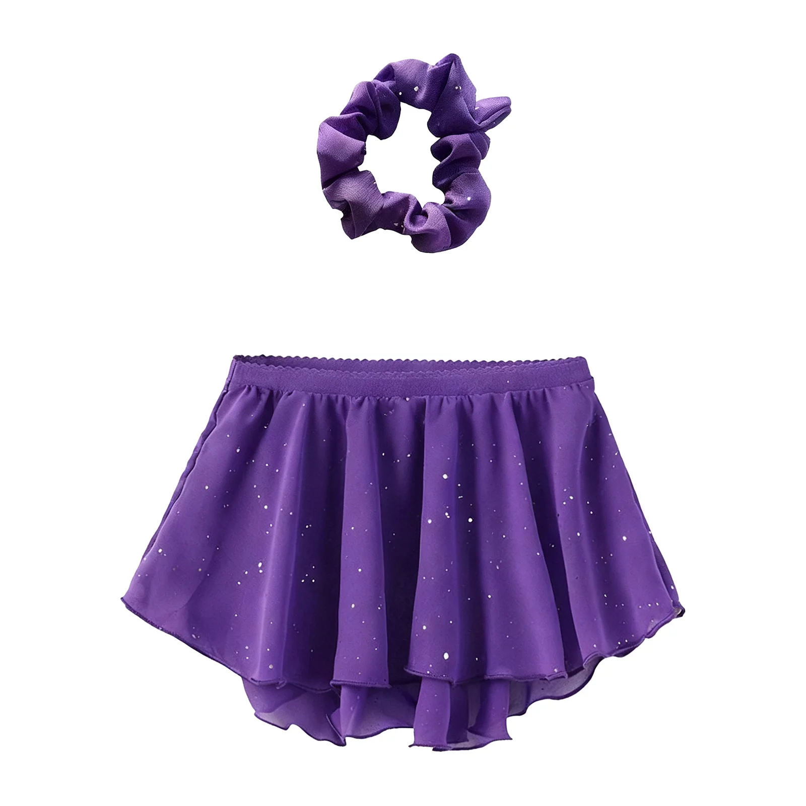 

Kids Girls Gymnastic Jazz Dance Costume High-Low Hem Shiny Sequin Chiffon Skirt Ballet Dance Stage Performance Competition Dress