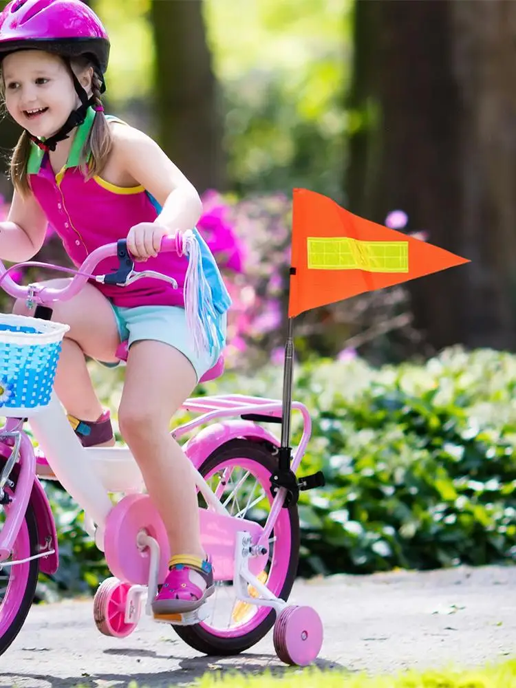 AliExpress NONE Bike Flag with Pole for Safety High Visibility Reflective Bike Flag Golf Cart Accessories for Kids Scooter Wheelchair Outdoor