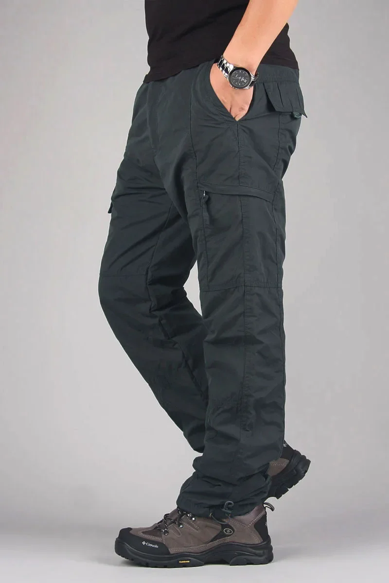 Männer Fleece Cargo Hosen Winter Plüsch Taktische Hosen Casual Jogger 3XL Koreanische Lose Wandern Laufen Warme Thermische Hosen – Detail 2