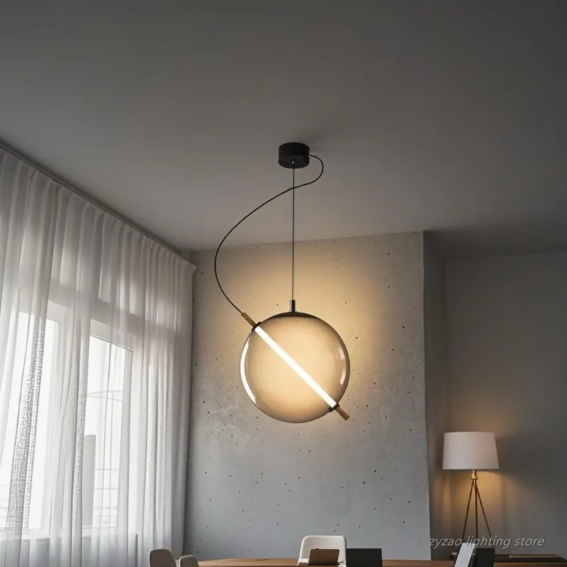 

Creative LED Glass Pendant Light Dining Room Smoky Gray Glass Hanging Lighting Bedroom Restaurant Bar Decor Modern Nordic Lamps