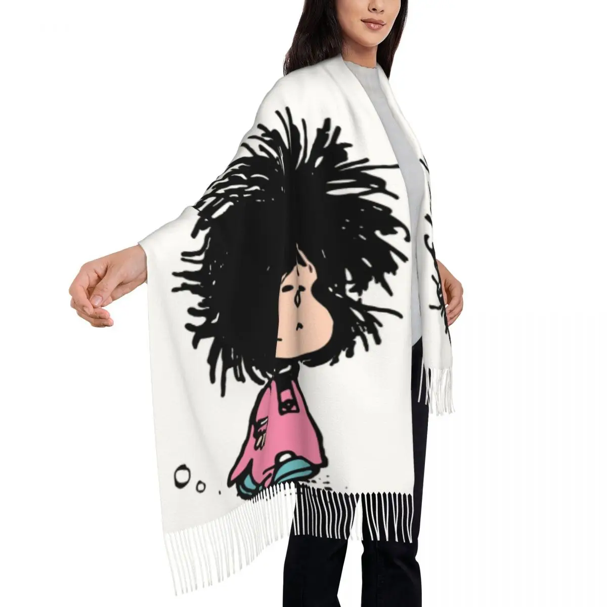 Personalized Printed Humor Manga Mafalda Scarf Men Women Winter Fall Warm Scarves Quino Argentina Cartoon Shawl Wrap