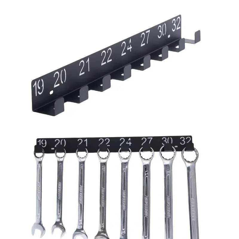 2D 1pc Heavy-Duty Magnetic Tool Organizer Rack - Wall-Mounted Metal Garage Storage System with Numbered for Screwdriver, Wrench