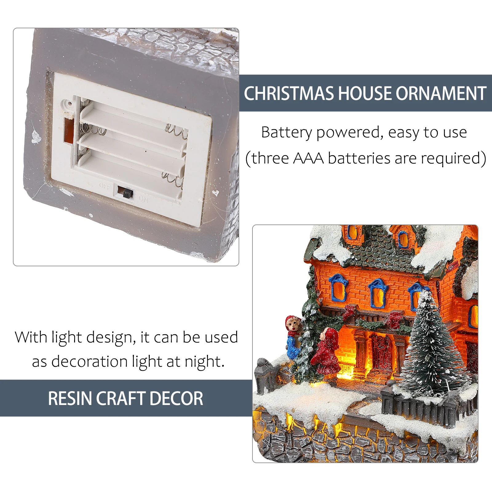 

Luminous House Ornament Christmas Festival Home Decor Glowing Xmas Resin Unique