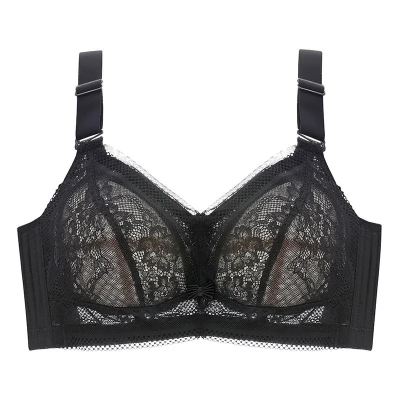 Women Lace Bra Big Size Push-up Full Cup Bra Thin Version Wireless Anti Sagging Reduce Side Fat Underwear75-105 B C D E Cup