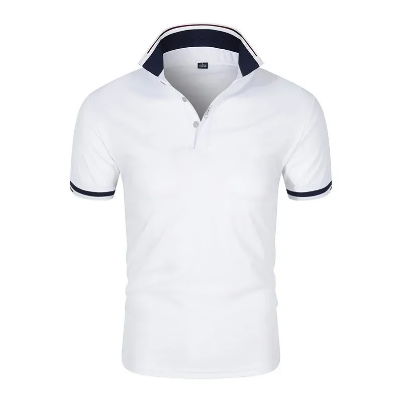 Men's Summer Thin Fashion Lapel Jacquard Double-sided Golf Casual Holiday Regular Classic Solid Color Polo Shirt