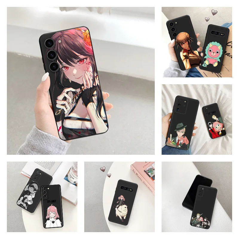 Phone Case for Samsung S24 Ultra S23 FE S22 S21 S20 S10 S10e Anime Spy × Family Galaxy Note20 Plus Soft Black Silicone Cover