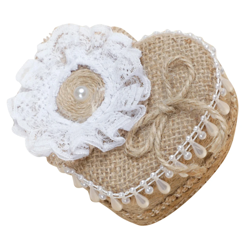 

Heart Shaped Ring Box Strong Durable Storage Case Linen Holder Wedding Ceremony Engagement Anniversary Jewelry ganizer