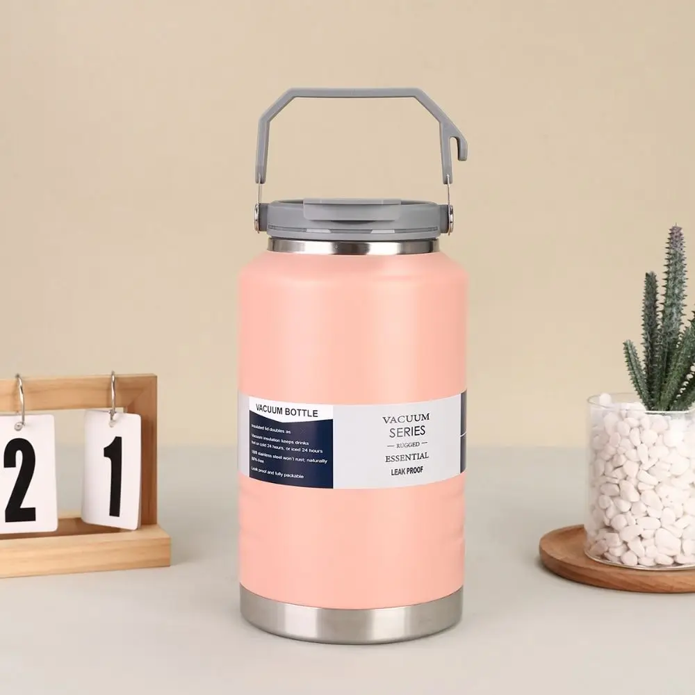 زجاجة مياه حرارية سعة 2 لتر، كوب قهوة محمول بسعة كبيرة للسفر، مانع للتسرب، كوب معزول سميك للاستخدام الخارجي، أنشطة رياضية