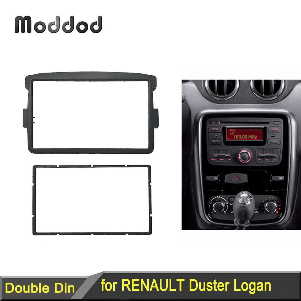 2 Din Radio Fascia for Renault Duster Logan Sandero Dacia Dokker Lodgy DVD CD Dash Trim Installation Frame Mount Stereo Panel