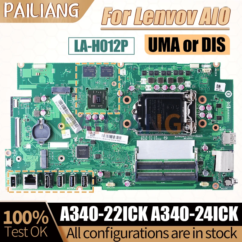 For Lenovo AIO A340-22ICK A340-24ICK Mainboard 5B20U53890 5B20U53892 LA-H012P UMA DIS All-in-one Motherboard Full Tested