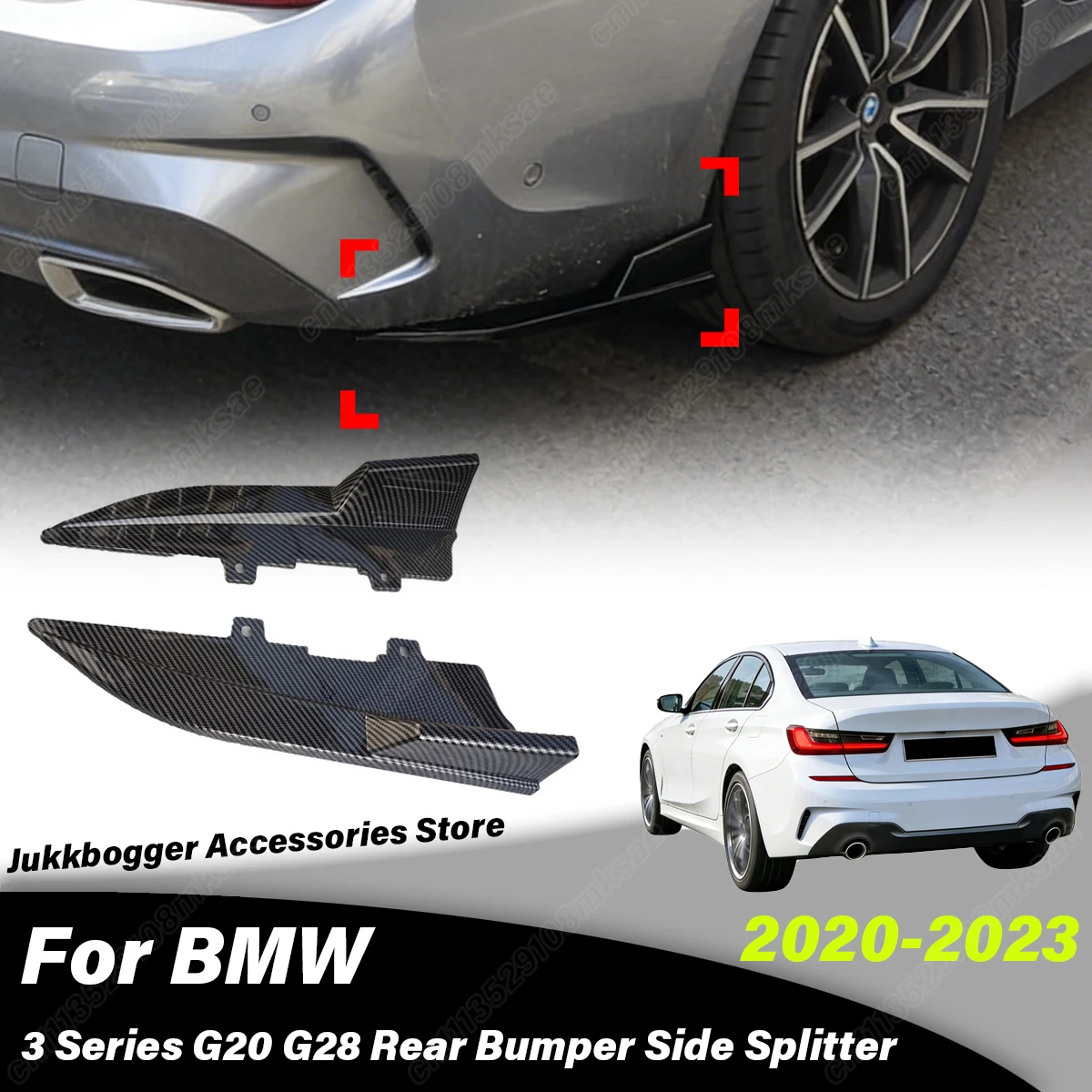 

For BMW 3 Series G20 G28 2019 2020 2021 2022 2023 2024 Automobile Rear Bumper Side Splitter Tail Side Wind Knife Decoration Kit
