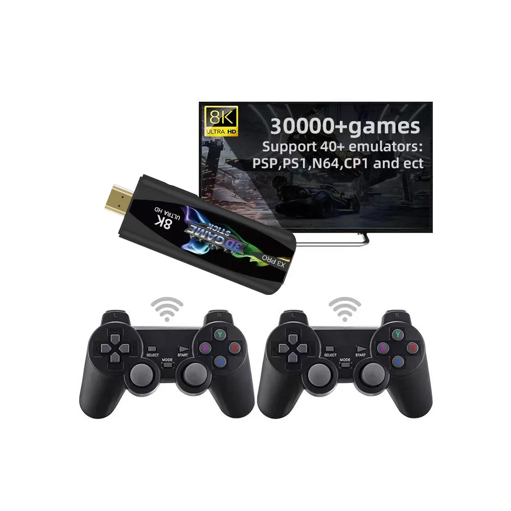 Imagem -04 - Retro Console de Videogames com Controlador sem Fio X3pro Dual System Game 8k 3d Usb Stick 64g 30000 Mais Jogos para Psp tv Box Novo