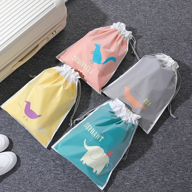 Cartoon Cute Large Capacity Waterproof Drawstring Bag Household Clothes Shoes Towels Dustproof Storage Bag Travel Organizer Bag