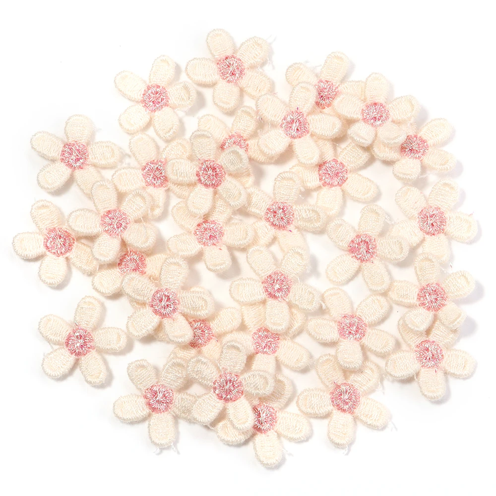 30PCS Bright lines Colorful Flower Appliques 2cm Flower Embroidered Patches For DIY Clothes Sewing Wedding Decoration Accessorie