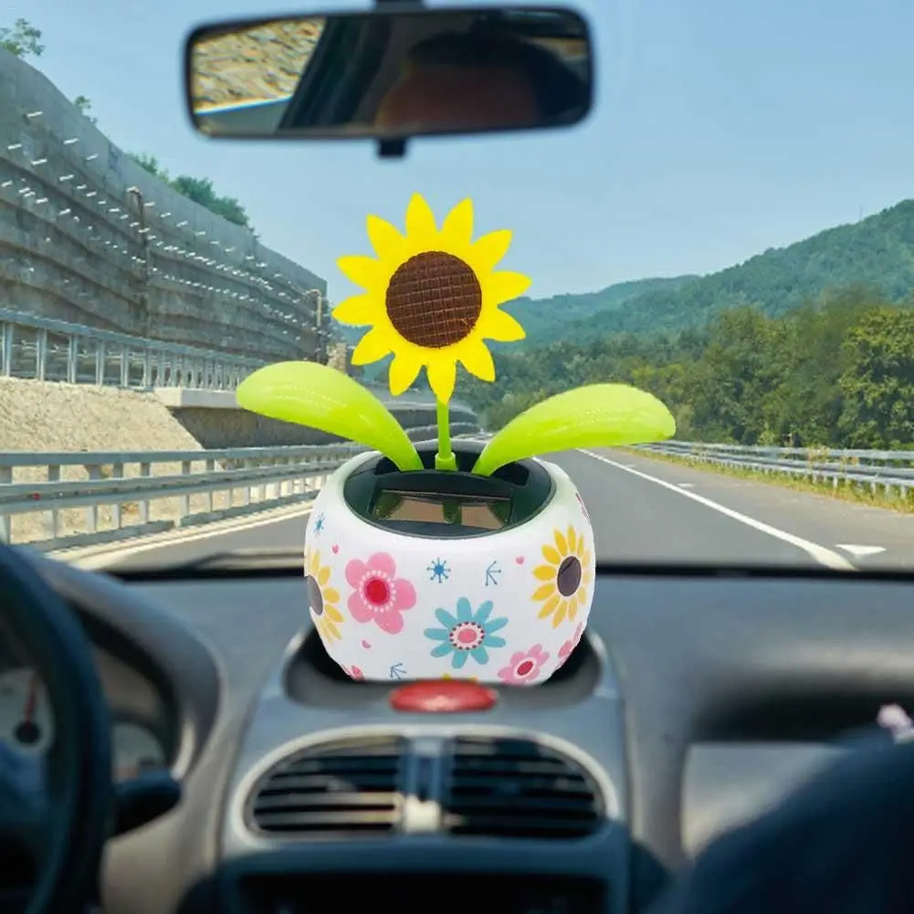 Energia balançando gadgets do carro decoração de plantas movido a energia solar dança flor painel do carro ornamentos flor balançando