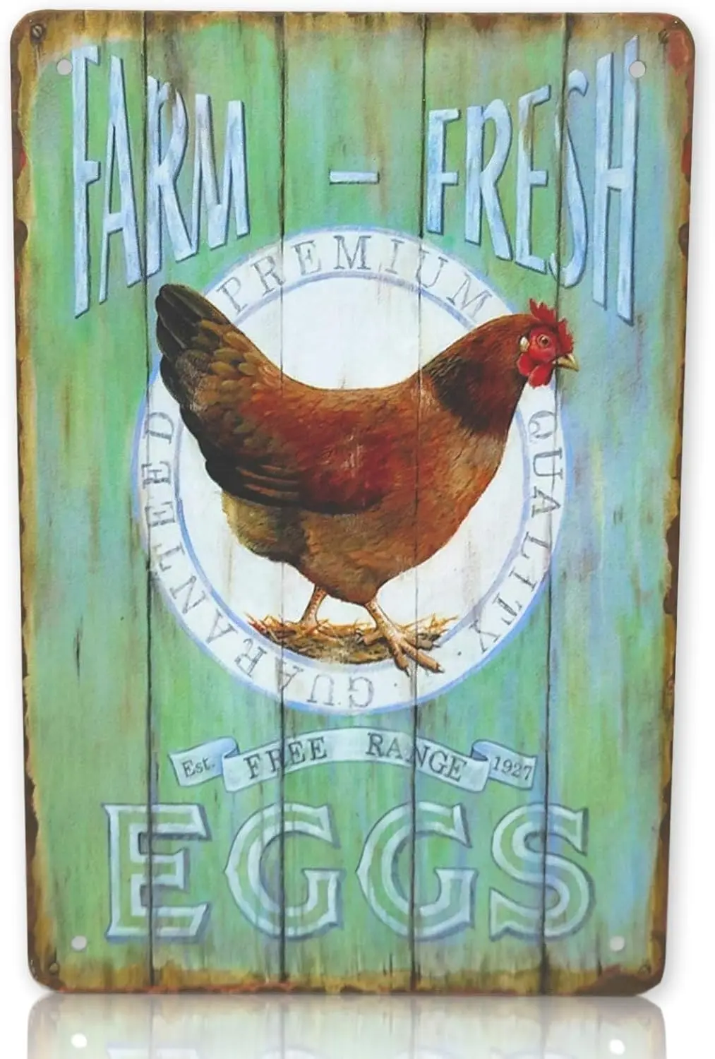 1p,Farm-Fresh Premium Quality Eggs - Est Free Range 1927 Metal Sign  Inches