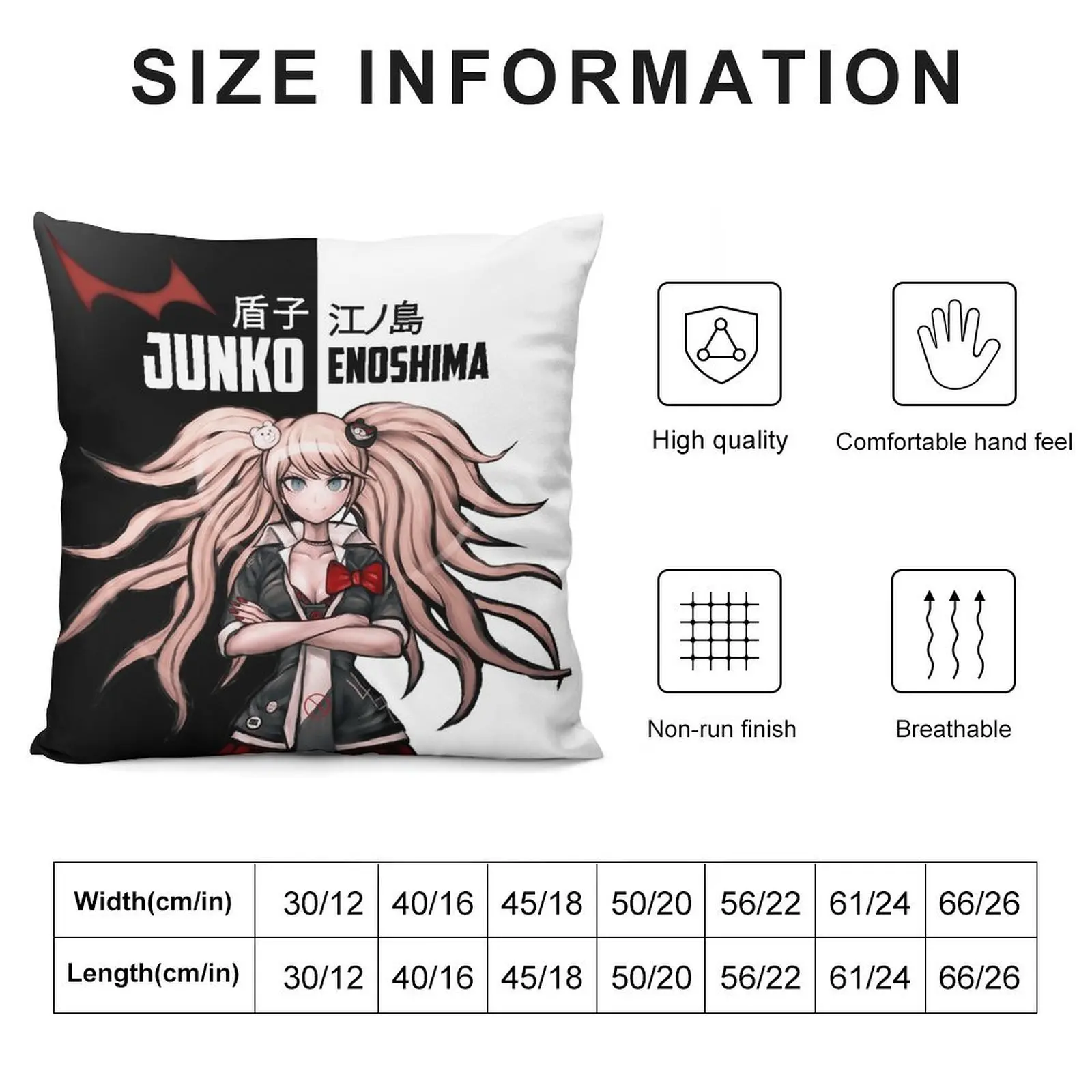 Junko Enoshima Throw Pillow Pillow Decor Sofas Covers Room decorating items Covers For Sofas pillow