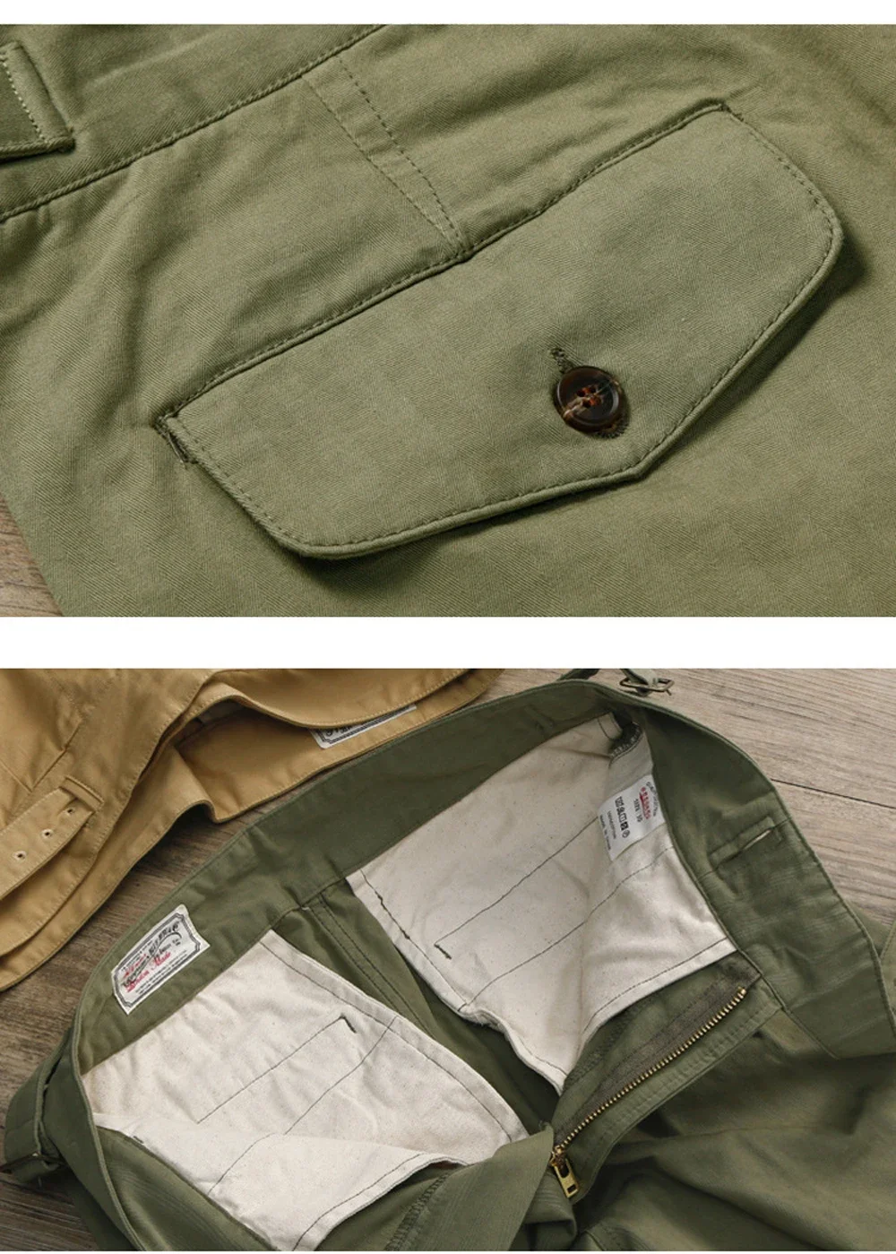 Blunt Razor American Vintage Khaki Workwear Gurkha Pants 270g Herringbone Pattern Washed Cotton Loose Straight Casual Pants