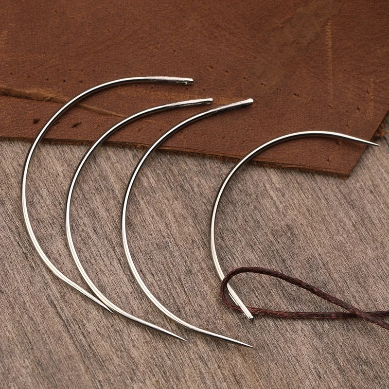 Heavy Duty C-Shape Curved Needles for Leather Stainless Steel Hand Stitching Awl Tool Set for Shoe Repair Upholstery