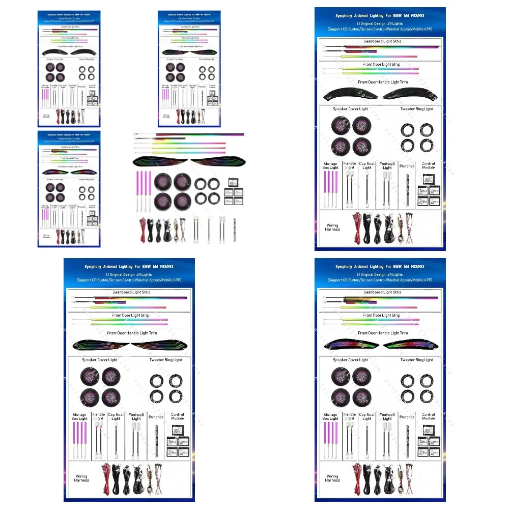 LED Interior Ambient Light Strip for Car Decoration, 256 Colors