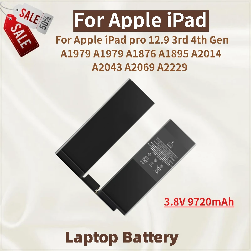 

High Capacity 3.8V 9720mAh Tablet Battery For Apple iPad pro 12.9 3rd 4th Gen A1979 A1979 A1876 A1895 A2014 A2043 A2069 A2229