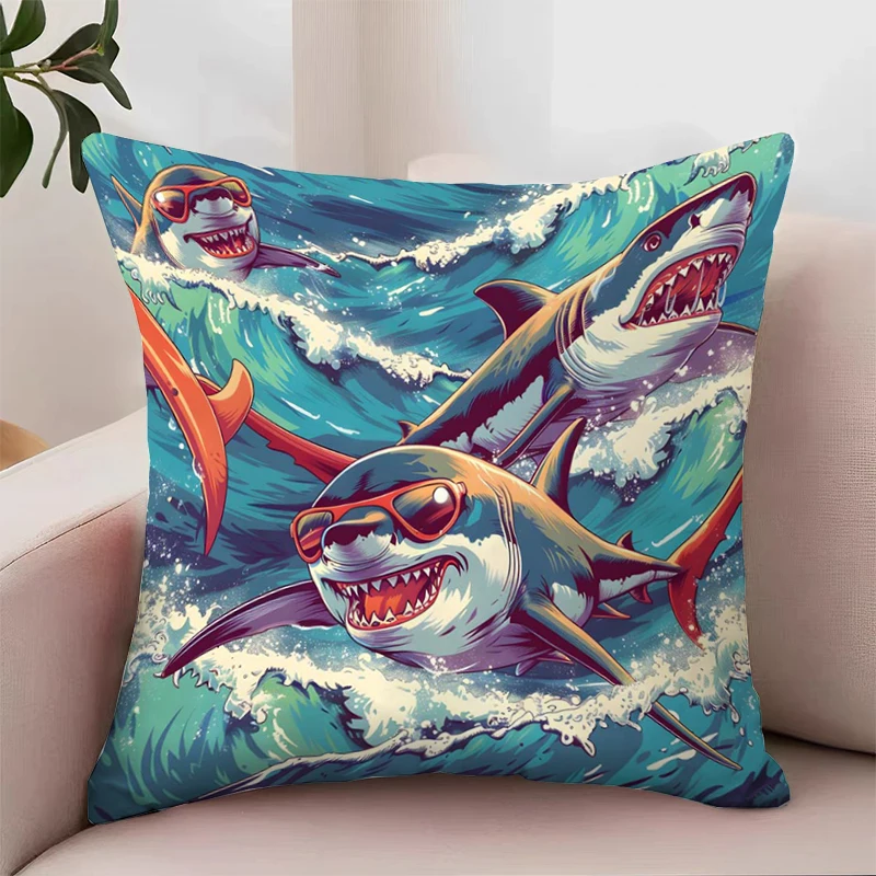 

Ocean Sharks Cover for Pillow Covers Decorative Luxury Cushion Cover Pillowcase 40x40 Aesthetic Room Decoration Home Decor Cases