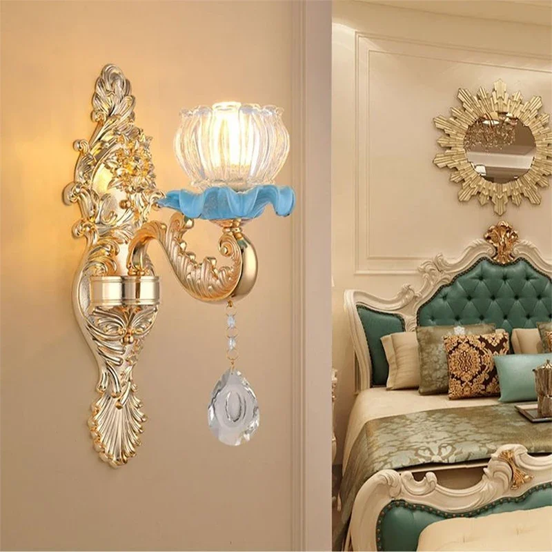 TEMOU European Crystal Wall Lamp Luxury Living Room Bedroom Bedside Lamp Background Wall Corridor Villa Hotel Lighting image 3